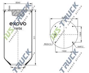 Пневмоамортизатор без стакана EXOVO 71813E